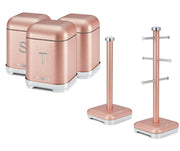 Tower GLITZ Tea, Coffee, Sugar Canisters, Mug Tree & Towel Pole Set Sparkling Pink