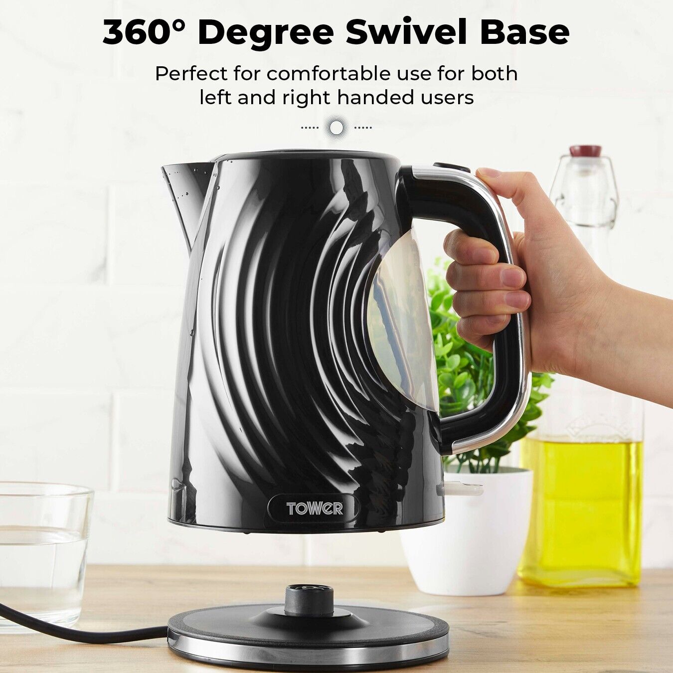 Tower Sonar Kettle Slice Toaster Set Black Chrome Accents