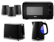 Tower Sonar Black Kettle 2 Slice Toaster Microwave & Canisters Kitchen Set0