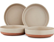 Barbary & Oak Verona Set of 4 Pasta Bowls in Stone & Terracotta BO867015STN