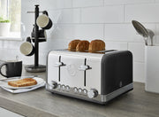 Swan Retro Black Kettle 4 Slice Toaster Microwave & Canisters Kitchen Set of 62