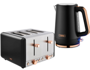 Tower Cavaletto Black Jug Kettle and 4 Slice Toaster Matching Kitchen Set0