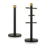 SWAN Gatsby Vintage Mug Tree & Towel Pole Black Diamond Pattern & Gold Accents