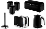 Swan Solace Black Kettle Toaster Breadbin Canisters Kitchen Roll Holder Set of 70