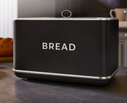 Tower Renaissance Black Bread Bin with Chrome Accents, 16L Capacity