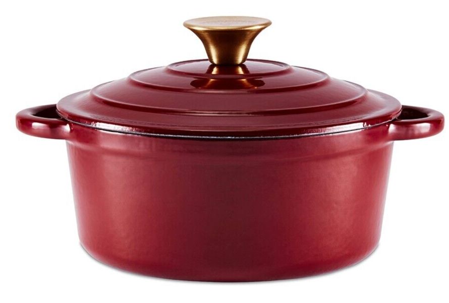 Barbary & Oak Foundry 20cm Round Casserole Pan Cast Iron in Bordeaux Red