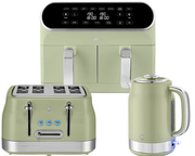 Swan Retro Revive Green Kettle 4 Slice Toaster & 8L Dual Basket Air Fryer Bundle0