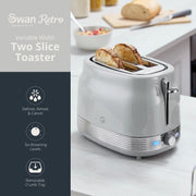 Swan Retro Revive Grey Jug  Kettle 2 Slice Toaster Digital Microwave Kitchen Set2