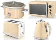 Swan Retro Cream Jug Kettle 2 Slice Toaster 800W Microwave & 3.5L Slow Cooker