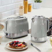 Swan Retro Revive Grey Kettle 2 Slice Toaster Microwave Breadbin Canisters Set6