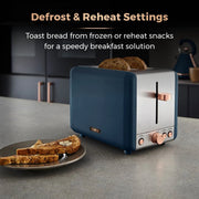 Tower Cavaletto Kettle, 2 Slice Toaster and 3 Canisters Midnight Blue Rose Gold4