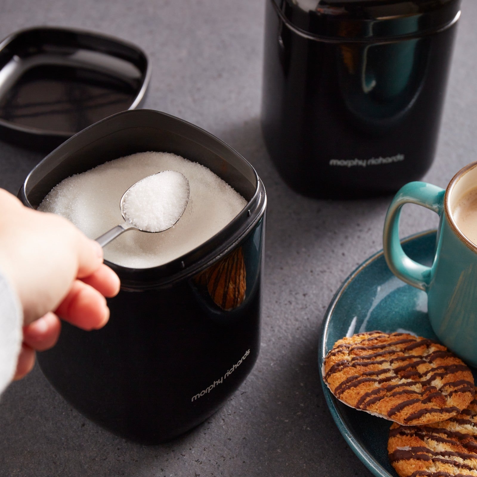 Morphy Richards Compact Bread Bin & Canisters Kitchen Storage Bundle 9511255