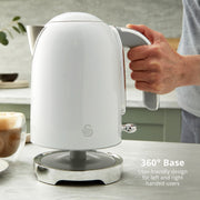 Swan Solace White Kettle Toaster Bread Bin Canisters Kitchen Roll Holder Set11