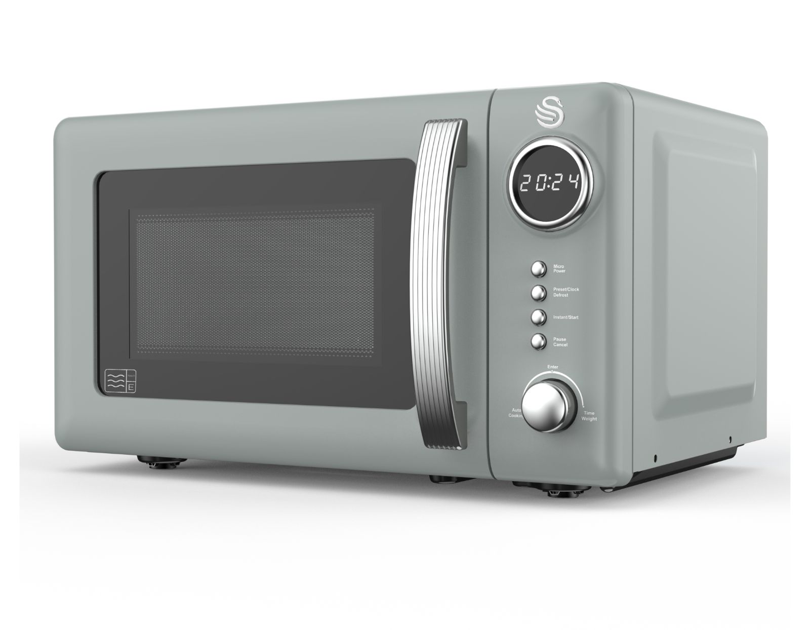 Swan Retro Revive Grey Microwave 20L 800W Digital Microwave SM4425GRY0