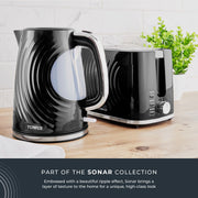 Tower Sonar Black Kettle 2 Slice Toaster Microwave & Canisters Kitchen Set1