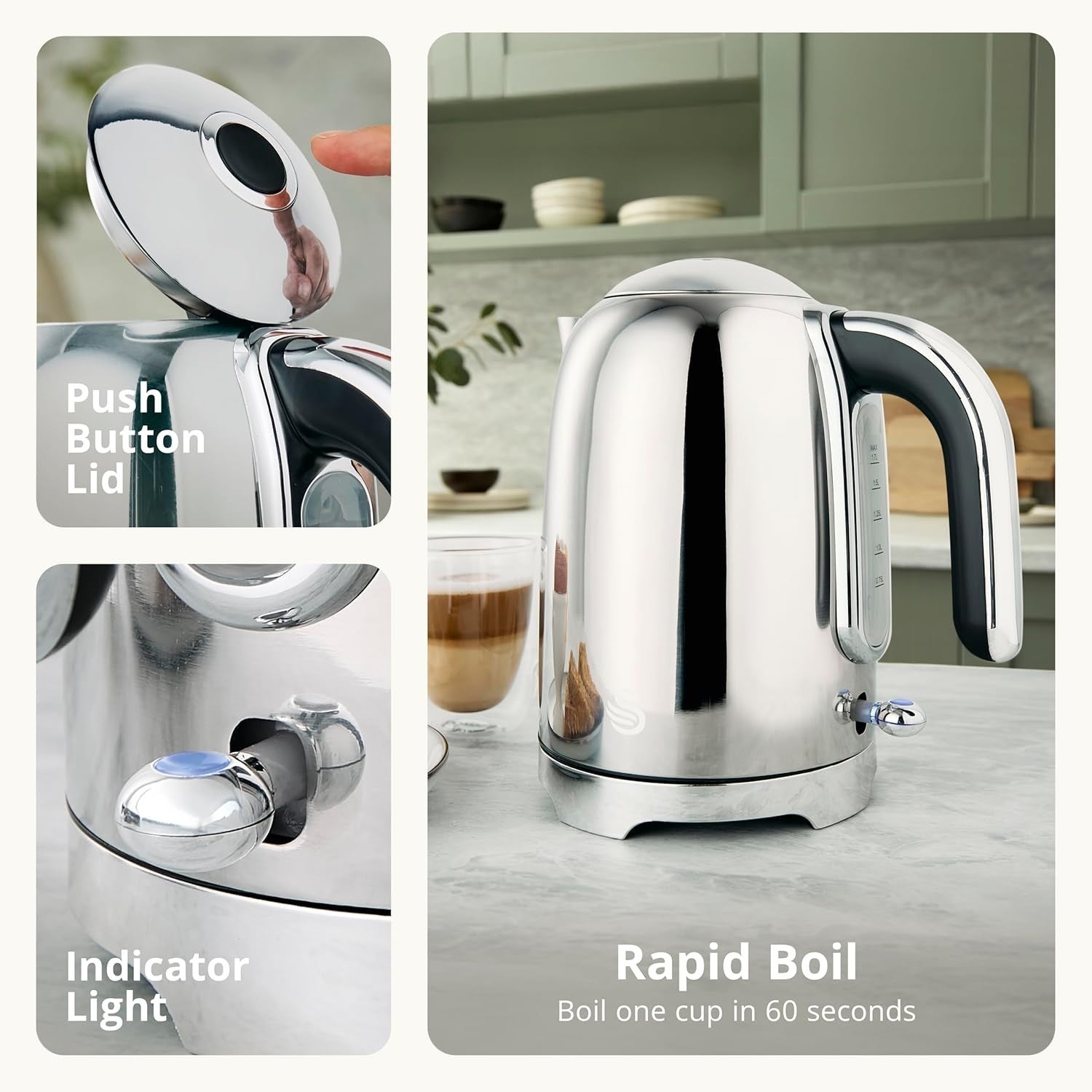 Swan Solace Stainless Steel Kettle & Toaster Silver Gloss Finish & Chrome Trim5