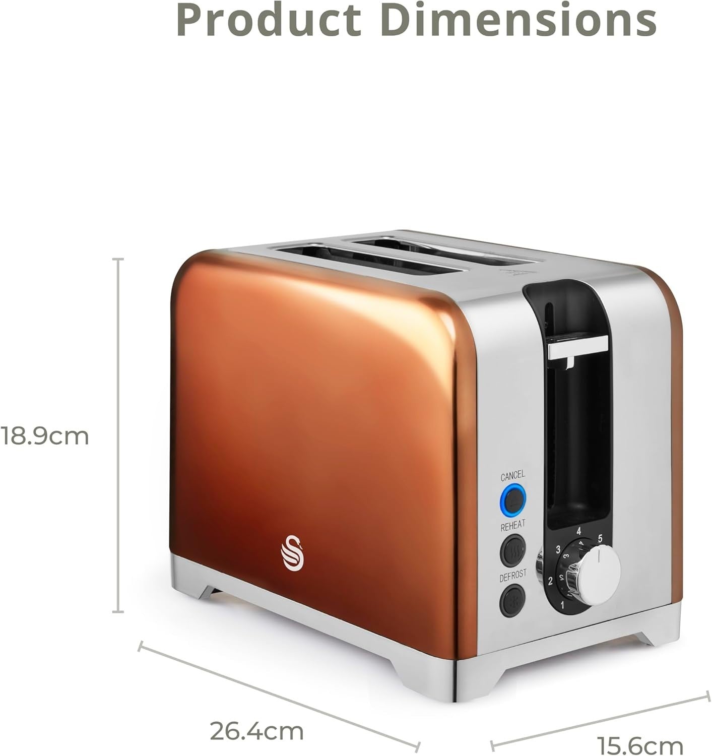 Swan Solace Copper Kettle & 2 Slice Toaster High Gloss Finish & Chrome Trim15