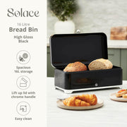 Swan Solace Black Breadbin & 3 Canisters Kitchen Storage Set Chrome Trim1