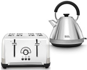 Morphy Richards Venture Retro Silver Pyramid Kettle 100333 & 4 Slice Toaster 240333 Set