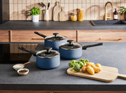Morphy Richards 3 Piece Pan Set Navy Recycled Aluminium Saucepan Set 8590015