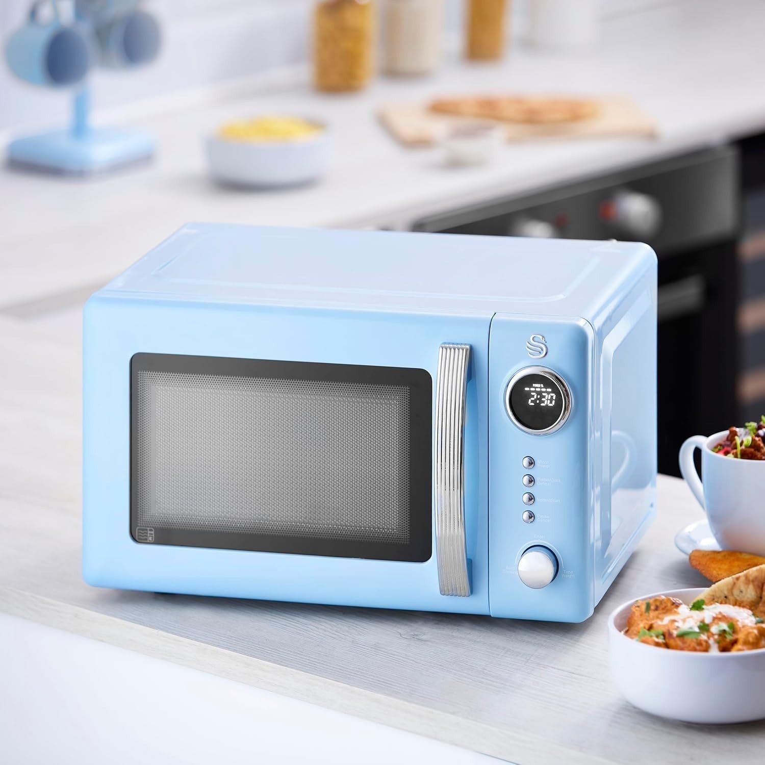 Swan Retro Revive Blue Microwave 20L 800W Digital Microwave SM4425BLU3