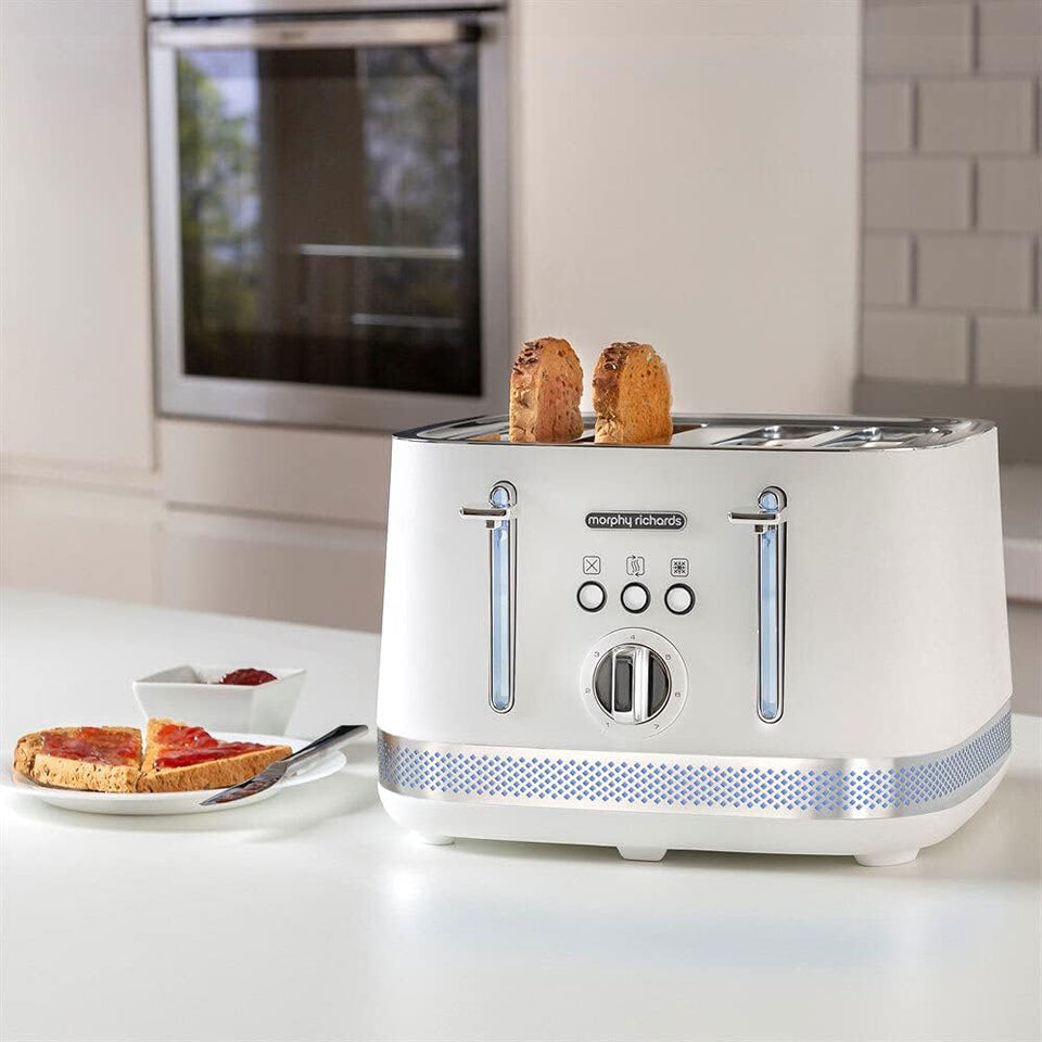 Morphy Richards Illumination White 1.7L Kettle & 4 Slice Toaster Set