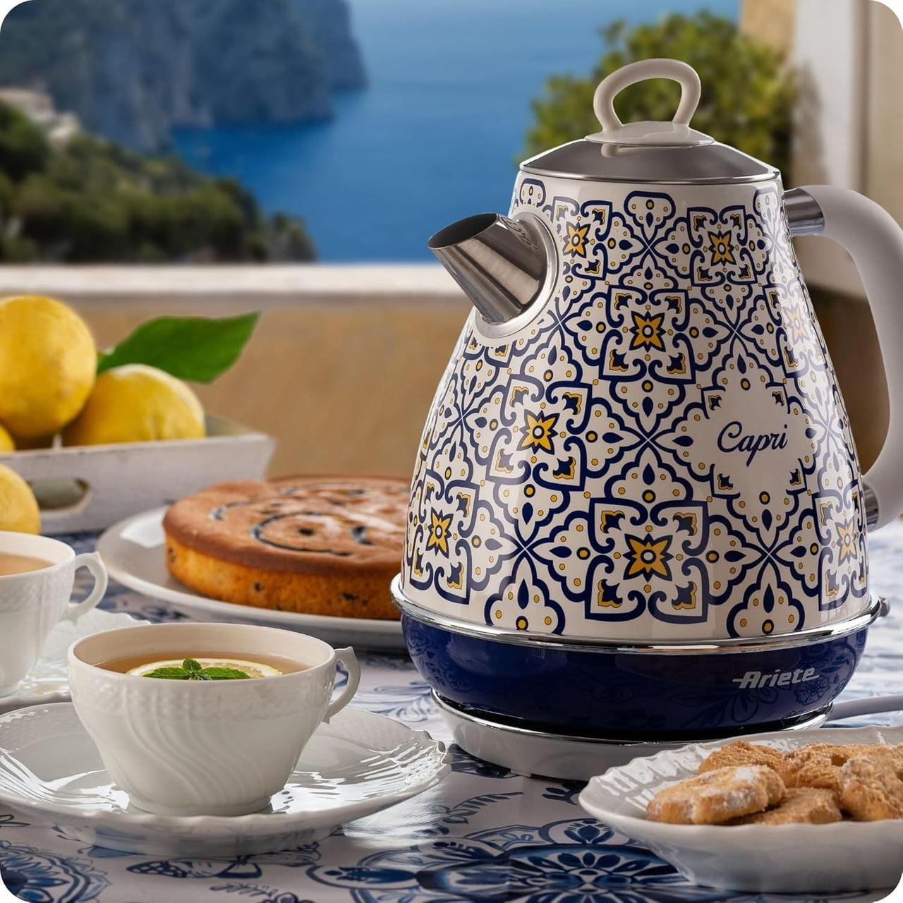 Ariete Capri Kettle & 2 Slice Toaster Bundle Set White & Blue Design ARPK53