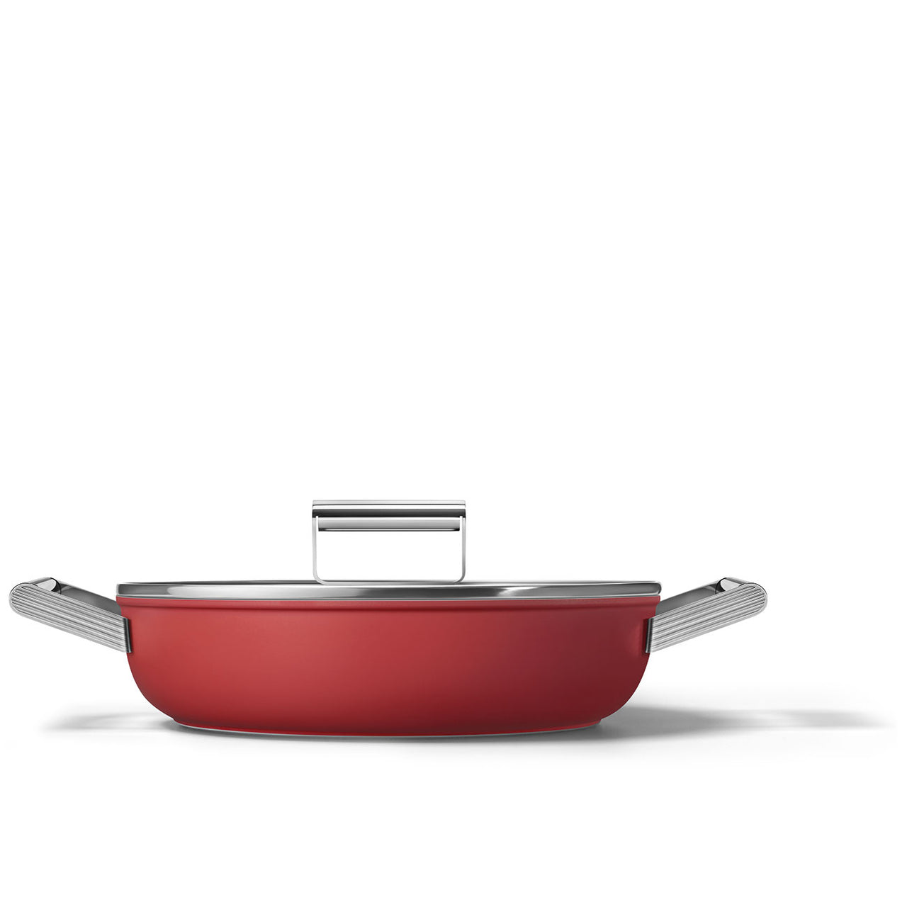 SMEG Cookware Skillet Deeppan Red 28cm with Lid, Non-Stick, Aluminium, Patented Base CKFD2811RDM