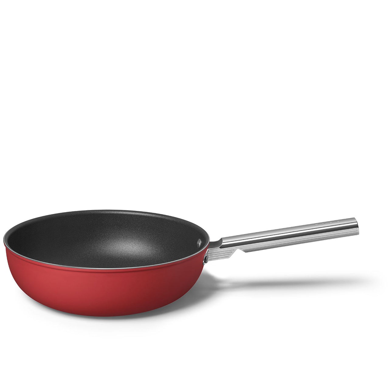 Smeg Cookware Wok 30cm, Non-Stick, Aluminium, Patented Base, Red, CKFW3001RDM