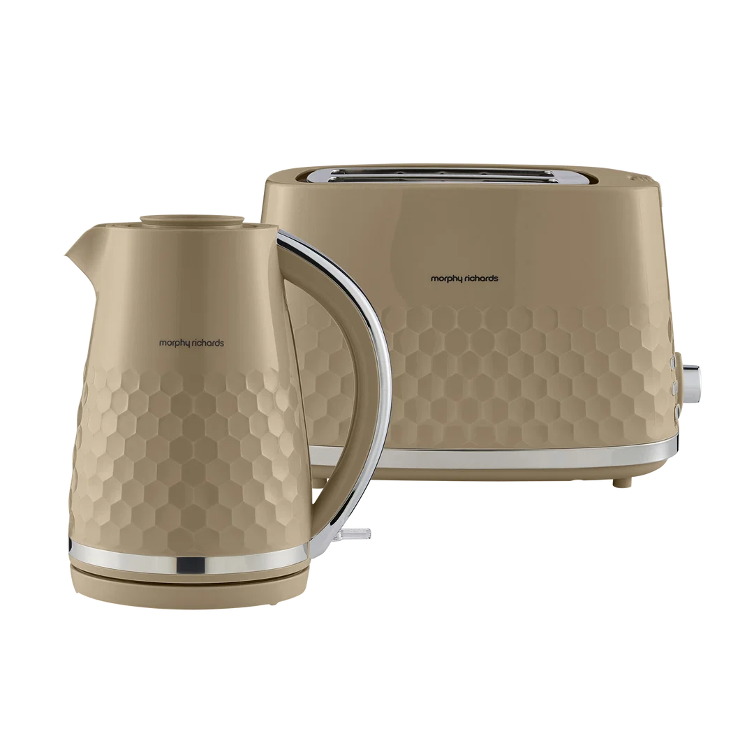 Morphy Richards Hive Beige Kettle & 2 Slice Toaster Set – Travertine
