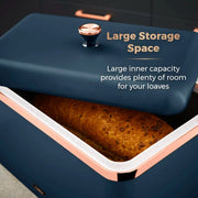 Tower Cavaletto 1.7L 3KW Pyramid Kettle, 4 Slice Toaster, Bread Bin & Canisters Matching Set in Midnight Blue & Rose Gold