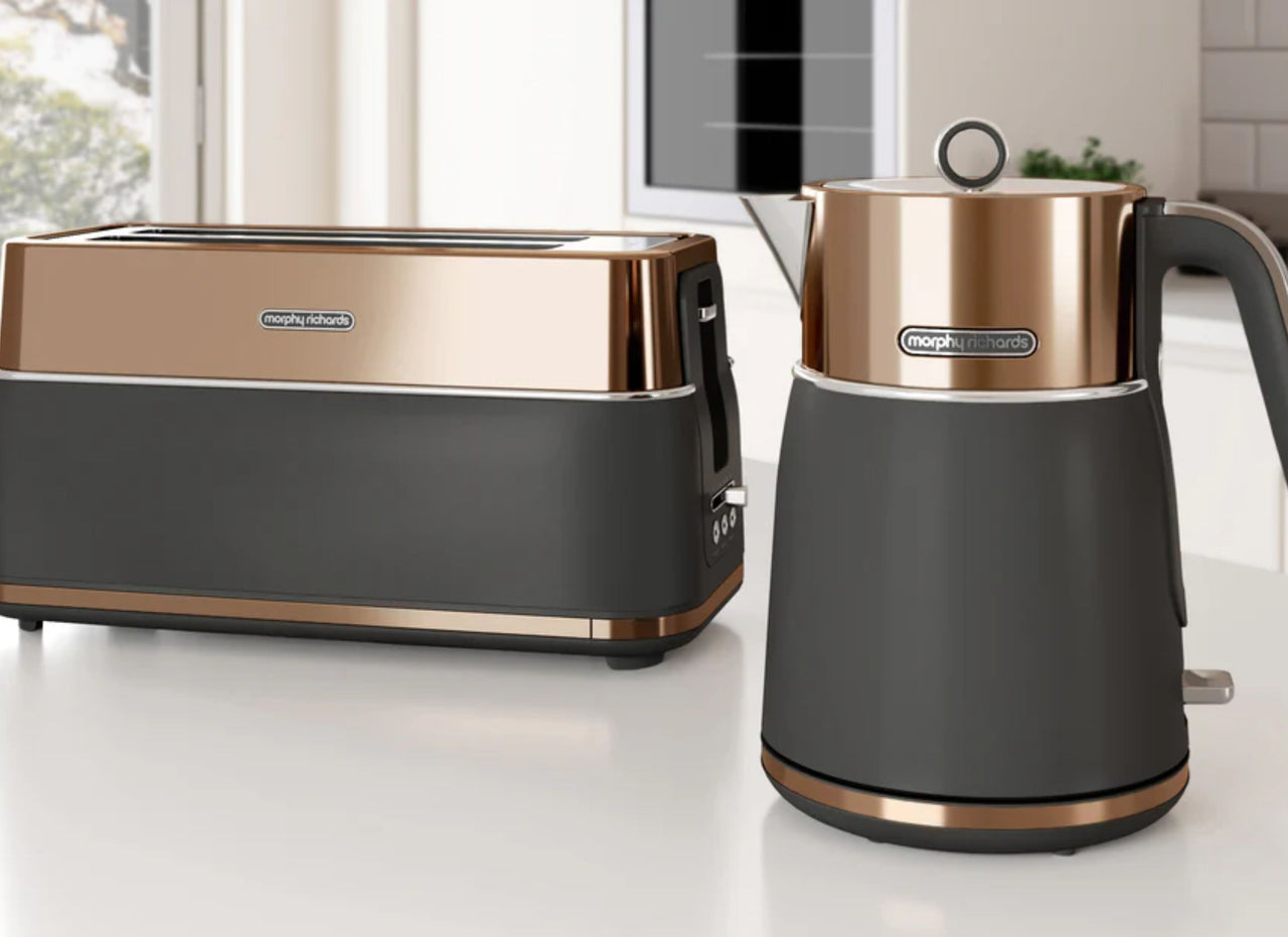 Morphy Richards Signature Opulent Jug Kettle & 4 Slice Toaster in Copper Colour