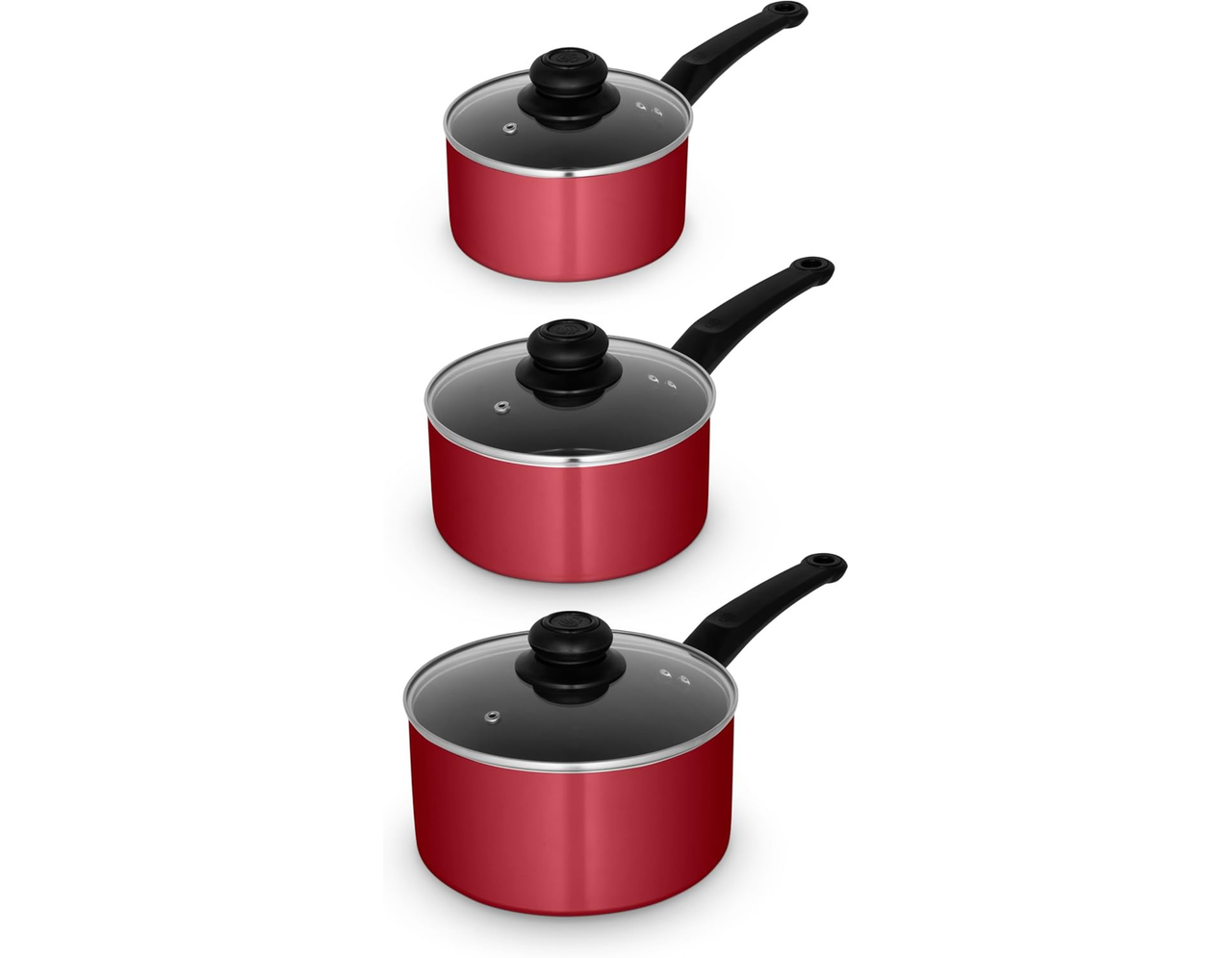 Swan Townhouse 3 Piece Red Pan Set - Saucepan Cookware Set SWPS5023RED