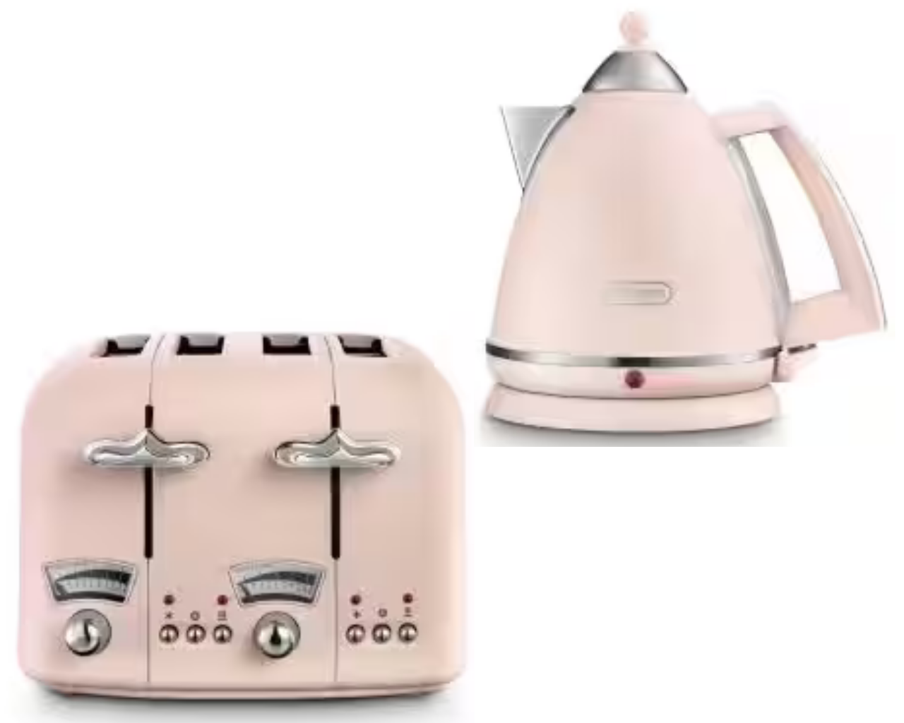 De'Longhi Argento Flora Pink 1.7L Kettle & 4 Slice Toaster Matching Set