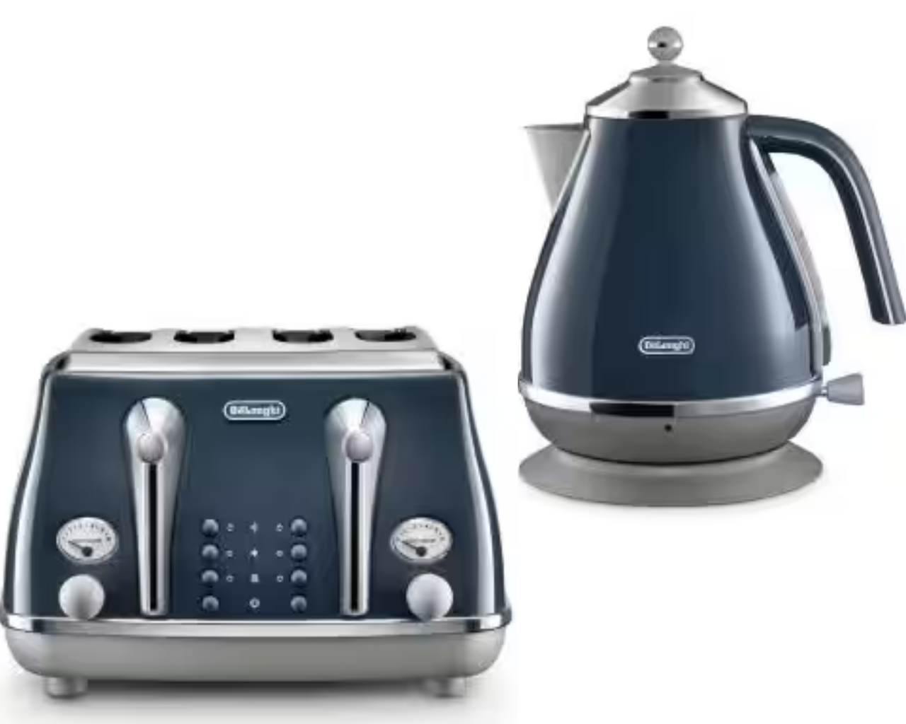 De'Longhi Icona Capitals London Blue 1.7L Jug Kettle & 4 Slice Toaster Set