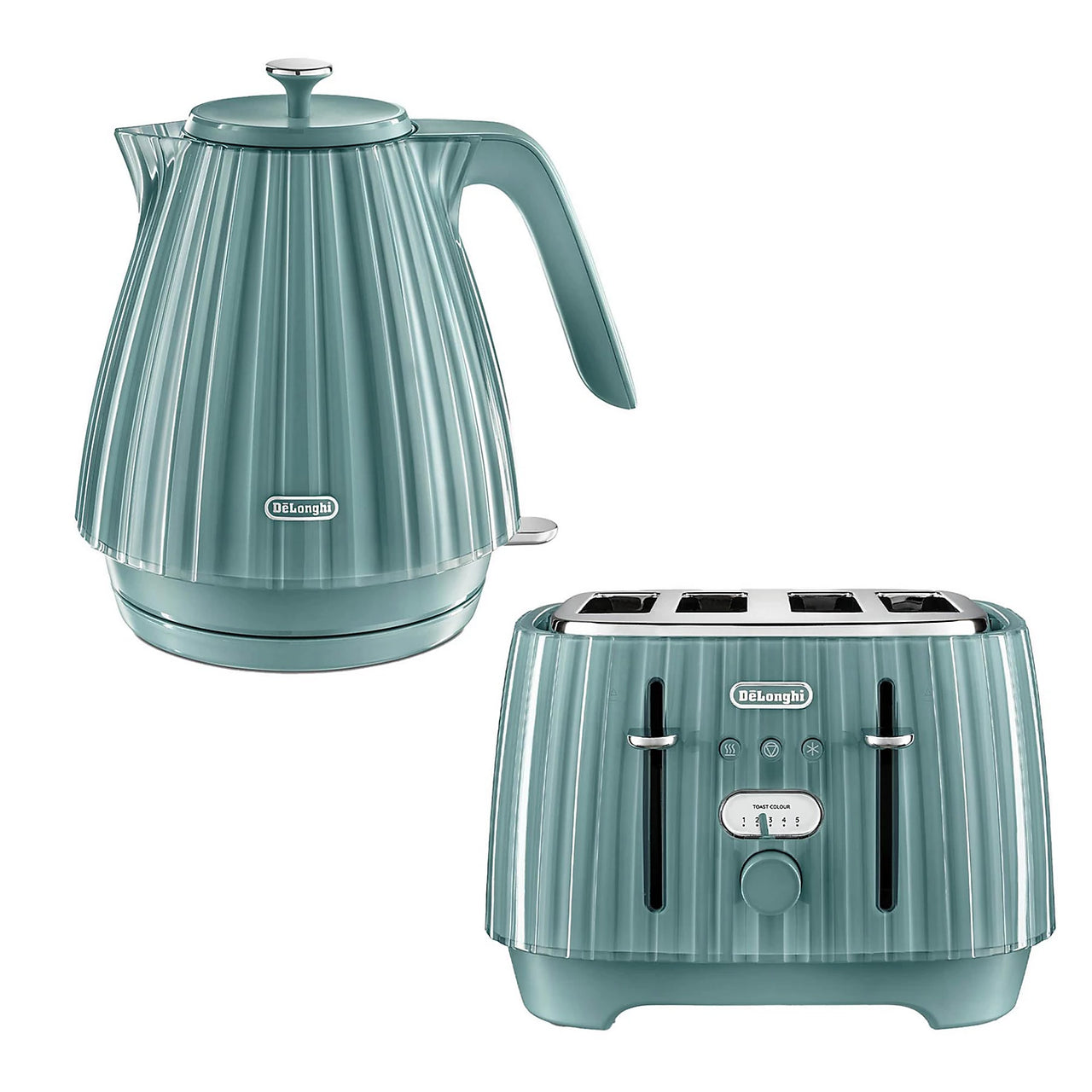 De'longhi Ballerina Green 1.7L Kettle and 4 Slice Toaster. Matching Set in Laguna Green