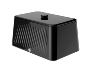 The Hale Retail Company Swan Windsor black 16L iron bread bin with a textured gloss finish and chrome handle.