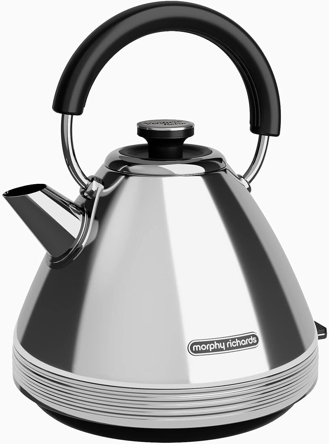 Morphy Richards Venture Retro Style Silver Pyramid Kettle in Polished Steel 100330