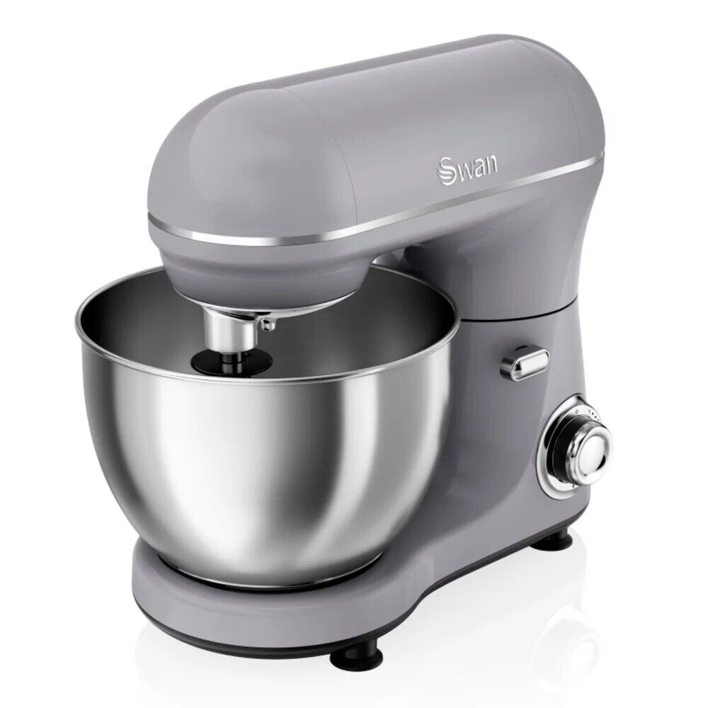 Swan Retro Grey Stand Mixer 4L Stainless Steel Bowl 8 Speed Settings SP21060GRN