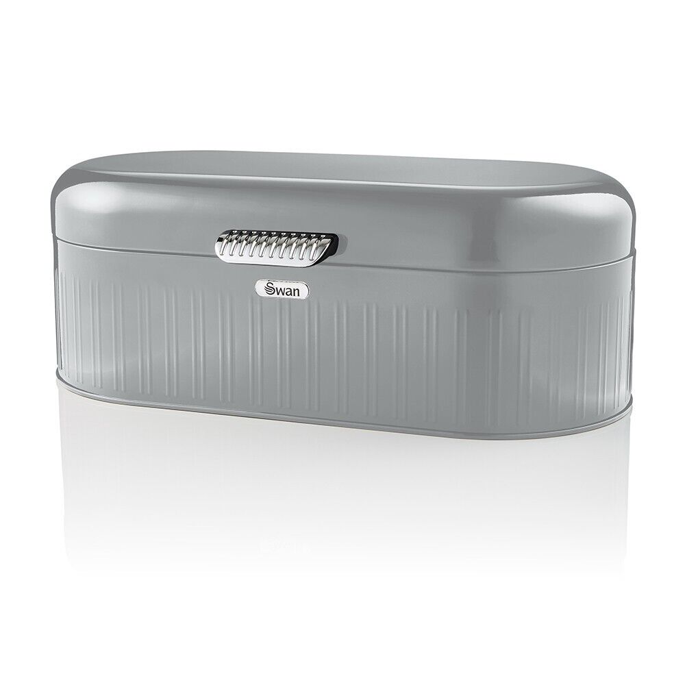 SWAN Retro Grey Bread Bin SWKA1014GRN Stylish Retro Kitchen Storage
