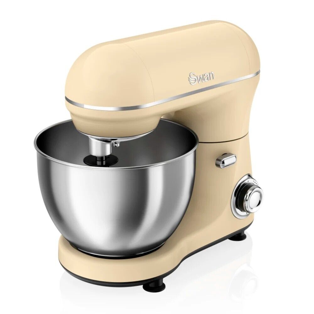 Swan Retro Cream Stand Mixer 4L Stainless Steel Bowl 8 Speed Settings SP21060CN
