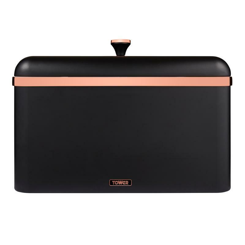 Tower Cavaletto Bread Bin Black & Rose Gold T826130BLK Kitchen Storage Bread Bin