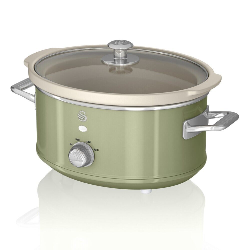 Swan Retro Green 3.5L Slow Cooker Ultra Energy Efficient Cooking for the Family