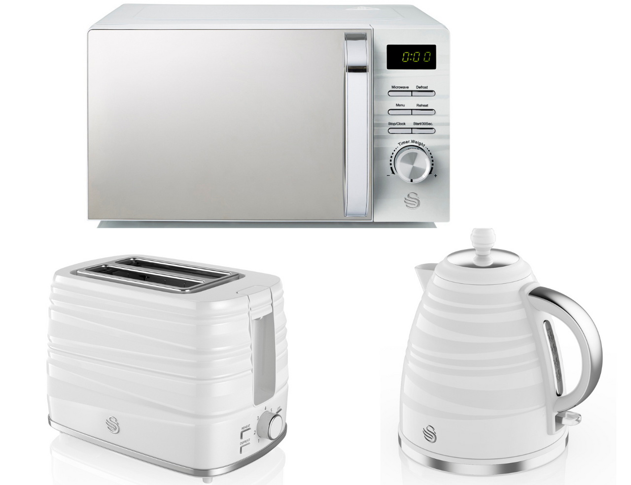 Swan Symphony White Kettle 2 Slice Toaster & 700W Microwave