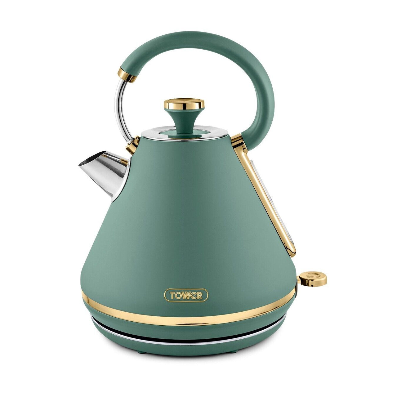 Tower Cavaletto 1.7L 3KW Pyramid Kettle in Jade with Champagne Gold Accents T10044JDE