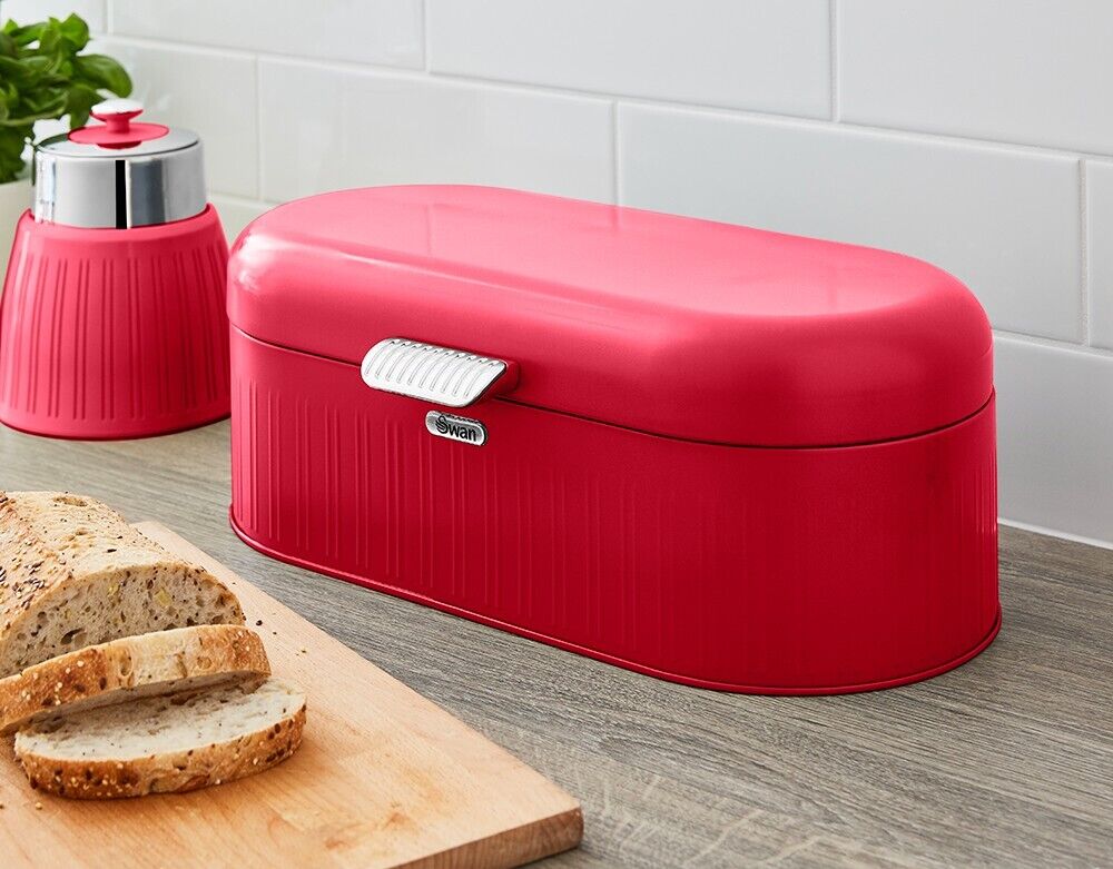 SWAN Retro Red Bread Bin SWKA1014RN Ideal Kitchen Storage for Bread & Pastries