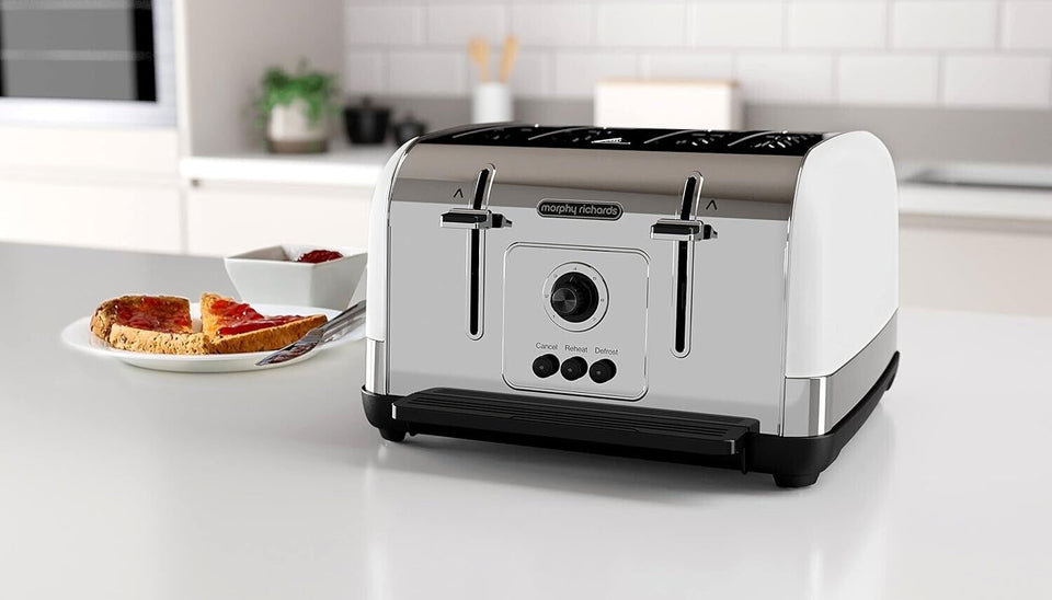 Morphy Richards Venture White Pyramid Kettle & 4 Slice Toaster Set