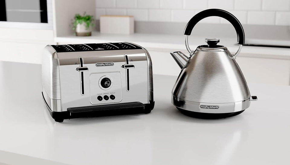 Morphy Richards Venture Brushed Steel Kettle and 4 Slice Toaster