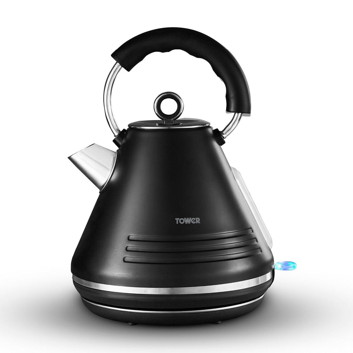 Pyramidal Kettle Tower Ash Black 1.7L 3KW Pyramid Kettle Contemporary Design T10074BLK