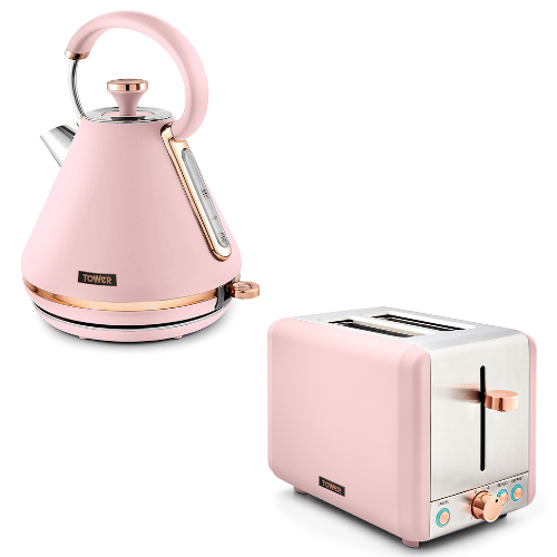 Pink kettle online toaster microwave set
